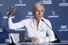 La extenista Martina Navratilova, durante una rueda de prensa ofrecida este domingo en el Palacio de Cibeles con motivo de los Premios Laureus que se entregan mañana en Madrid.