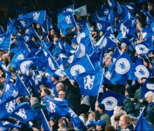Aficionados del Chelsea llenando las gradas de Stamford Bridge