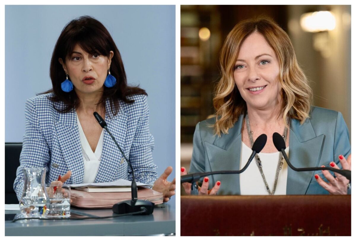 La ministra de Igualdad, Ana Reondo, y la presidenta de Italia, Giorgia Meloni.