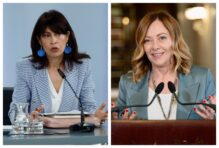 La ministra de Igualdad, Ana Reondo, y la presidenta de Italia, Giorgia Meloni.
