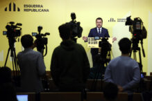 El presidente de la Generalitat y candidato de ERC, Pere Aragonès, tras el anuncio de Sánchez
