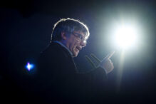 Carles Puigdemont, durante un mitin de la campaña electoral en marcha