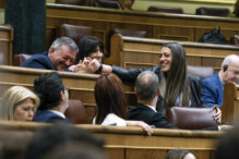 La portavoz de Junts Míriam Noguera tras intervenir en el pleno del Congreso