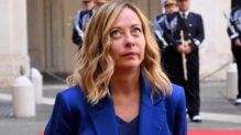 La primera Ministra italiana Giorgia Meloni llega para reunirse con el primer ministro tailandés en el palacio Chigi en Roma, Italia, 21 de mayo de 2024.
