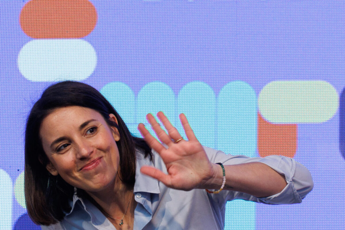 La candidate de Podemos a las eleciones europeas, Irene Montero,durante un acto sobre vivienda en Madrid