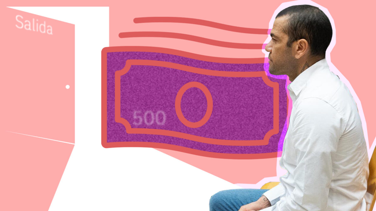 montaje de dani alves, en el juicio por violación con un billete de 500 euros