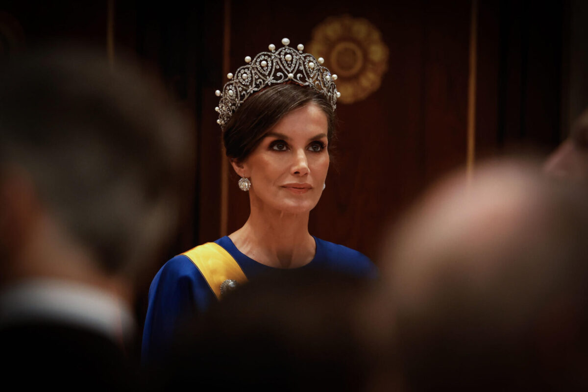 La Reina, durante la cena de gala en los Países Bajos
