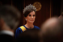 La Reina, durante la cena de gala en los Países Bajos