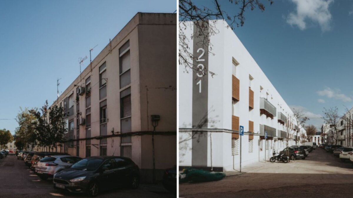 Antes y después del edificio rehabilitado.