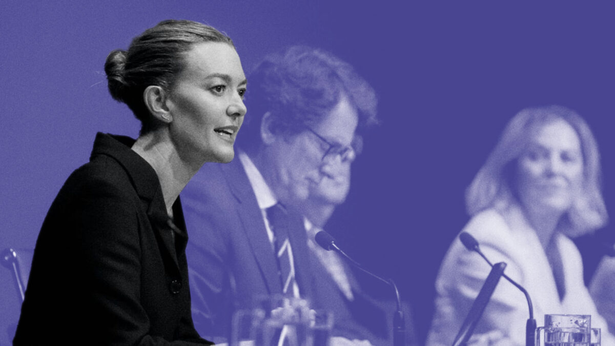 Marta Ortega, presidenta de Inditex, durante la junta de accionistas de 2023.