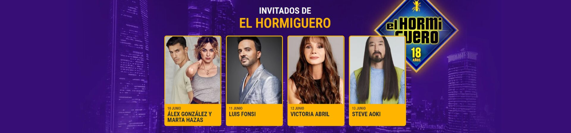 Estos son los invitados de Pablo Motos en El Hormiguero esta semana, del 10 al 13 de junio Estos son los invitados de Pablo Motos en El Hormiguero esta semana, del 10 al 13 de junio