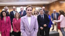 La ministra de Sanidad, Mónica García, durante el pleno del Consejo Internacional del Sistema Nacional de Salud (CISNS) el pasado octubre