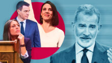 Pedro Sánchez, Irene Montero y Felipe VI