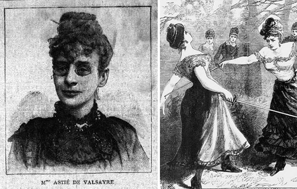 La auténtica Marie-Rose y un grabado de la época representando uno de sus duelos