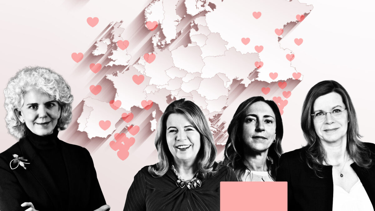 De izq. a dcha, Amparo Moraleda (Airbus), Anita Frew (Roll Royce), Raffaella Luglini (Leonardo) y Marjolaine Grange (Safran).
