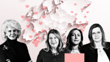 De izq. a dcha, Amparo Moraleda (Airbus), Anita Frew (Roll Royce), Raffaella Luglini (Leonardo) y Marjolaine Grange (Safran).