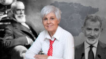 Pilar Altamira, entre su abuelo Rafael y el Rey