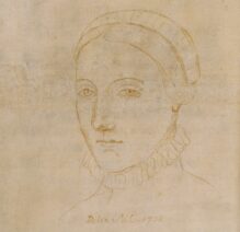 Dibujo de Nathaniel Curzon (1708) que representa supuestamente a Anne Hathaway