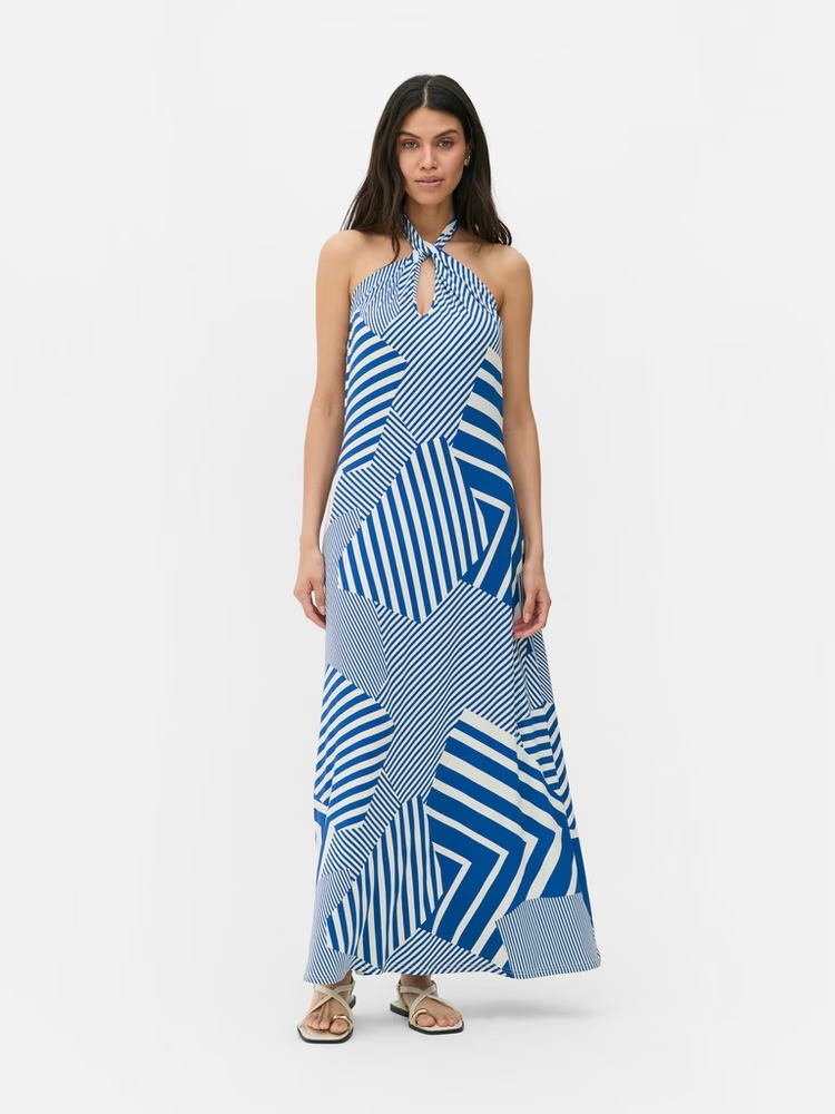 Vestido azul y blanco de Primark 2025