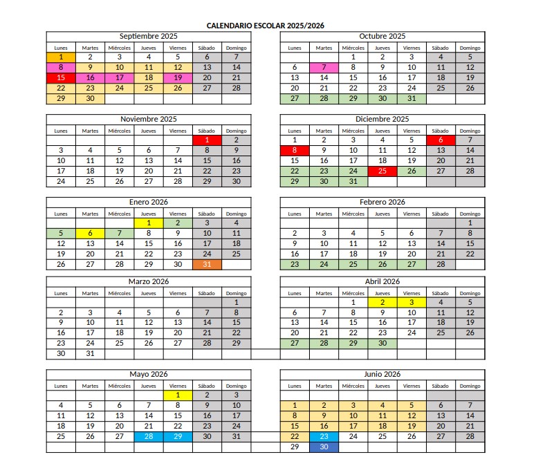 Calendario escolar de Cantabria para el curso 25-26
