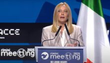 Giorgia Meloni, durante su intervención en el Meeting de Rímini 2025