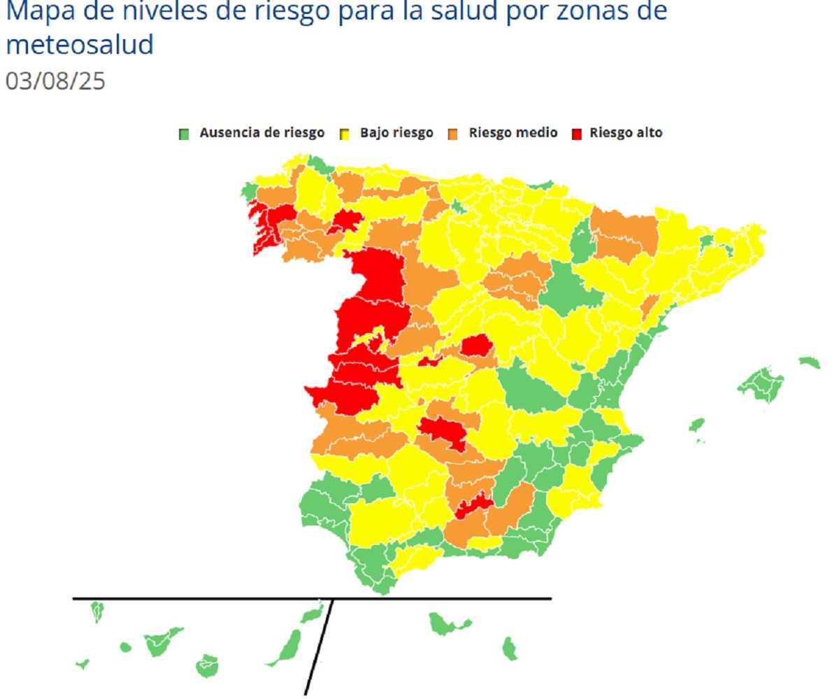 El mapa de la ola de calor de agosto pone a 1.000 municipios en riesgo por calor extremo El mapa de la ola de calor de agosto pone a 1.000 municipios en riesgo por calor extremo
